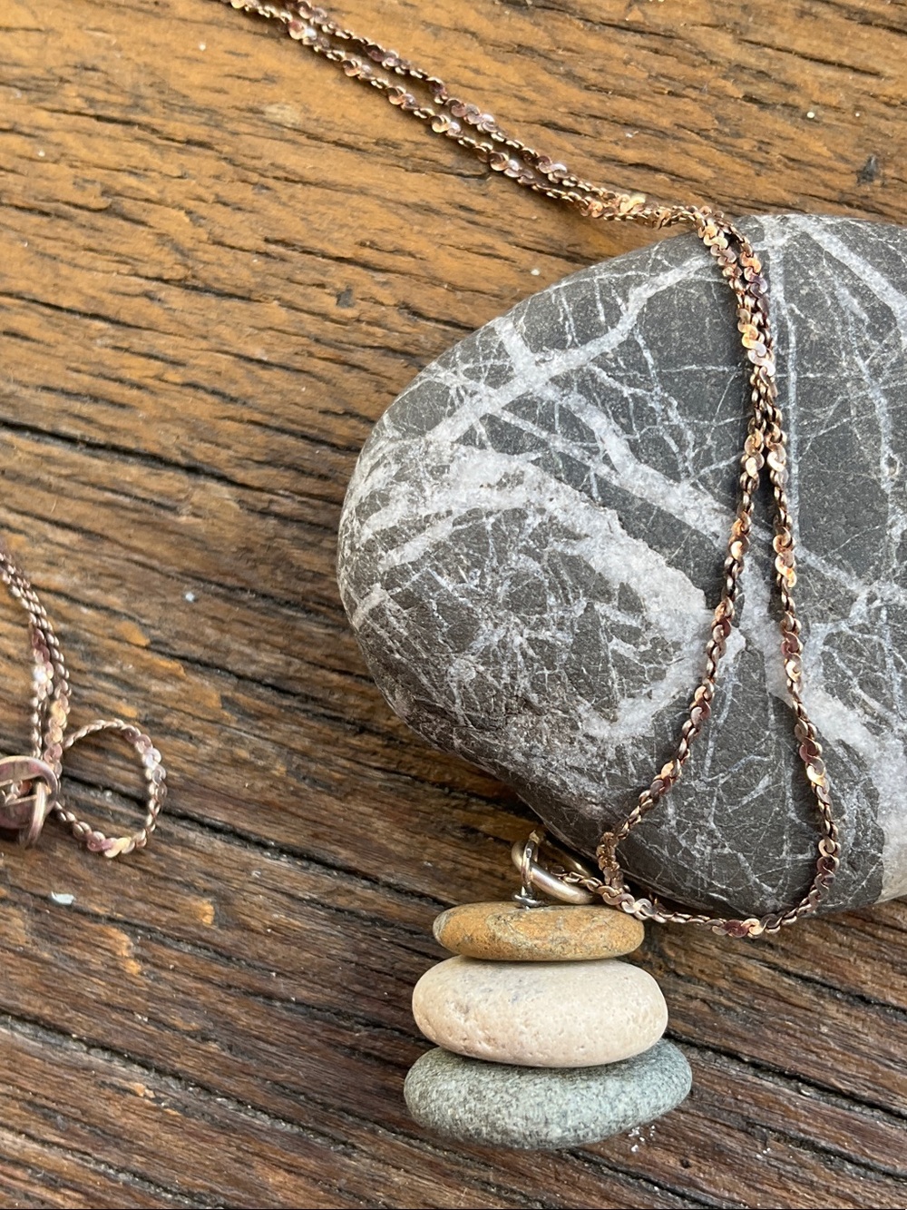 Stacked stone sterling necklace